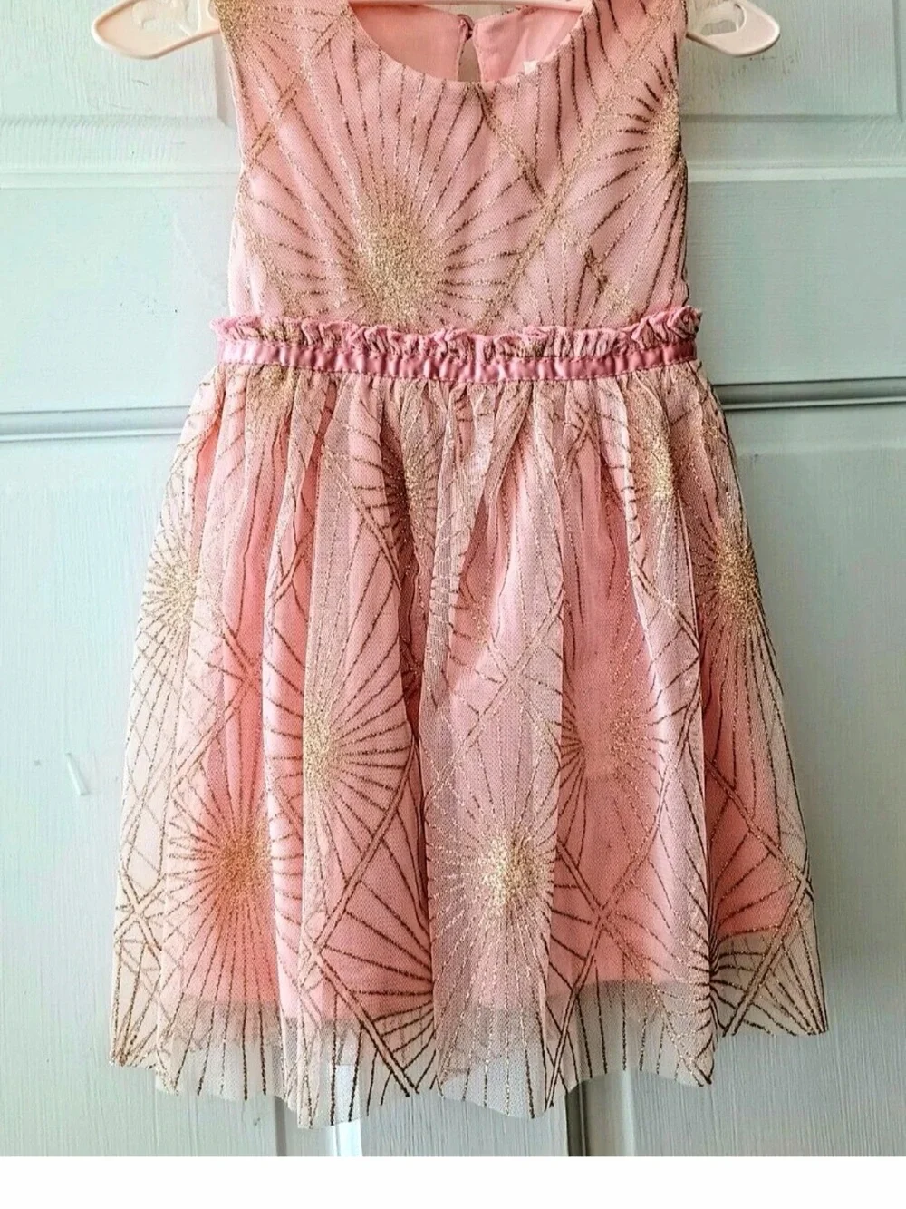 Nannette Kids Party Dress Sparkly Pink & Gold Formal Dress Size 6